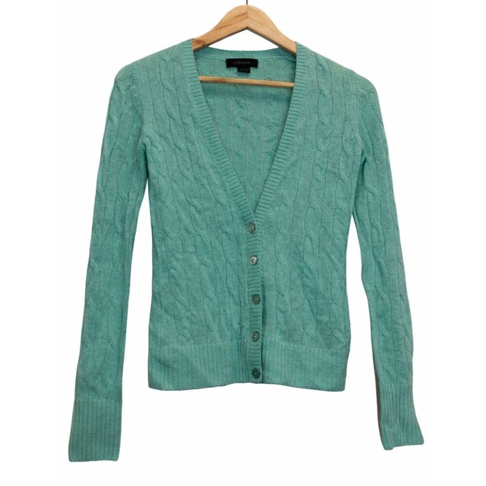 Christopher Fischer Womens small sweater 100% cashmere cable spruce green